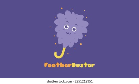 Illustration vector graphic cartoon character of feather duster in kawaii doodle. Suitable for children book, t-shirt and other apparel product.