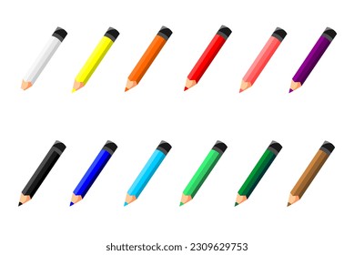 Illustration Vector Graphic Cartoon Character of colored pencils. colored pencils illustration has many color. colored pencils illustration good for print sticker, icon, mascot logo