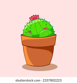 Illustration Vector Graphic Cartoon Character of cactus. cactus illustration has thorns and green color. cactus illustration good for print sticker, icon, mascot logo