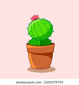 Illustration Vector Graphic Cartoon Character of cactus. cactus illustration has thorns and green color. cactus illustration good for print sticker, icon, mascot logo