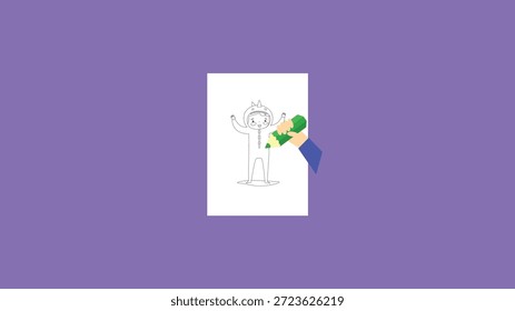 Illustration vector graphic of a cartoon character with a book in his hand