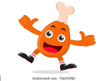 Illustration Vector Graphic Cartoon Character of Chicken Drum Stick