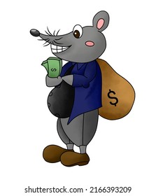 illustration vector graphic of 
cartoon illustration of a corruptor - thief mouse in fancy style.