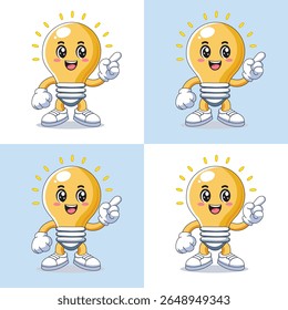 Ilustración Vector Dibujos animados gráficos de una mascota de bombilla creativa