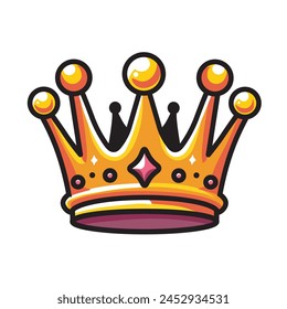 Illustration Vector Graphic Cartoon of a Crown Icon, Symbolizing Royalty, Power, and Authority in a Regal and Majestic Design