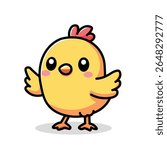 Illustration Vector Graphic Cartoon of a Cute Kawaii Yellow Chick