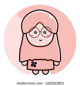 Illustration vector graphic of cartoon cute Muslim girl character. Perfect for kids coloring book.