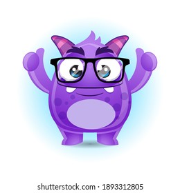 Illustration vector graphic of Cartoon Cute Monster Giving Two Thumbs Up Sign. Perfect for business website, brochure, social media illustration, mascot, logo etc.