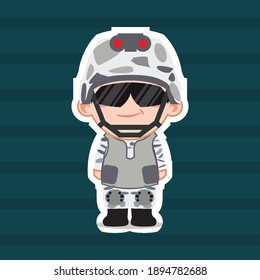 Illustration vector graphic of Cartoon Cute Chibi Marine Corps. Perfect for children book cover, children book illustrations, Military events, National Day, Mascot, etc