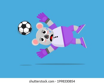 Illustration vector graphic cartoon of cute koala as goalkeeper trying to catch the ball. Childish cartoon design suitable for product design of children's books, t-shirt etc