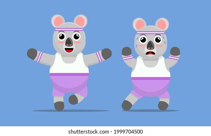Illustration vector graphic cartoon of cute koala take care of health with gymnastics. Childish cartoon design suitable for product design of children's books, t-shirt etc