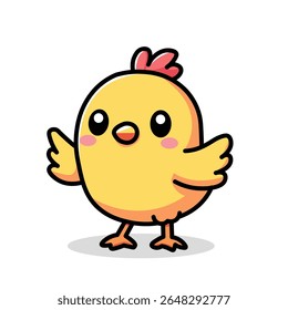 Ilustração Vetor Gráfico Desenho Animado de um Pintinho Amarelo Kawaii Bonito