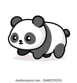 Illustration Vector Graphic Cartoon of a Cute Mini Panda Walking 
