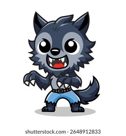 Ilustração Vetor Gráfico Desenho Animado de um Mini Lobisomem Fofo