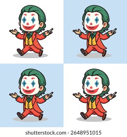 Illustration Vector Graphic Cartoon of a Cute Mini Joker