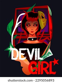 illustration vector graphic of cartoon devil woman