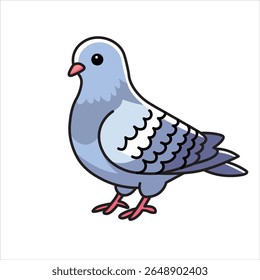 Desenho animado gráfico vetorial de uma pomba cinzenta elegante