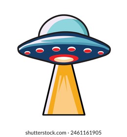 Illustration Vector Graphic Cartoon of a Enigmatic UFO, Unidentified Flying Object, Evoking Wonder and Curiosity