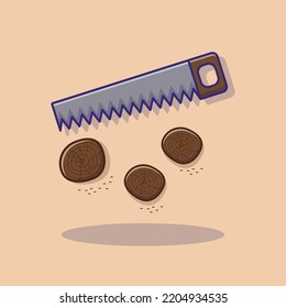 Illustration vector graphic cartoon of farming hand saw icon, saw flat design Suitable for building tools and carpenters