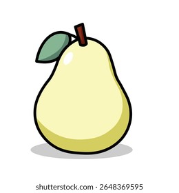 Illustration Vector Graphic Cartoon of a Fresh Green Pear Fruit