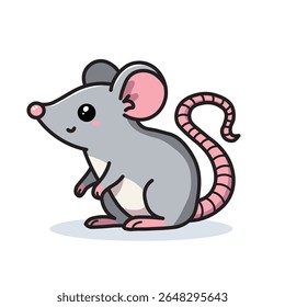 Illustration Vector Graphic Cartoon of a Funny Baby Mouse