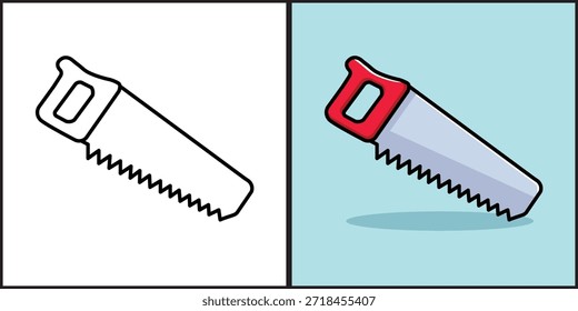 Illustration Vector Graphic Cartoon of a Hand Saw Tool