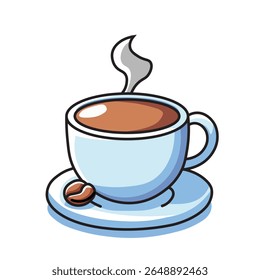 Illustration Vector Graphic Cartoon of a Hot Coffee Cup with Steam
