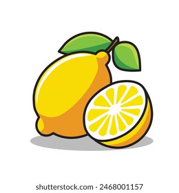 Illustration Vector Graphic Cartoon of a The lemon, depicted in a vibrant yellow hue