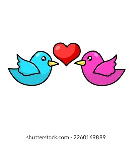 
illustration vector graphic of cartoon love bird suitable for valentine's day design element