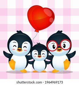 Illustration vector graphic of Cartoon Lovely Cute Penguin Family Cartoon. Perfect for mascot, children book cover, children book illustrations, wallpaper, kid's brochure, puzzle, etc