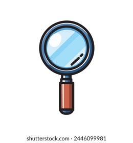 Illustration Vector Graphic Cartoon of a of a Magnifying Glass, Featuring Realistic Design and Magnification Function