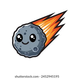 Illustration Vector Graphic Cartoon of a Meteor, Symbolizing Cosmic Phenomena and Space Exploration