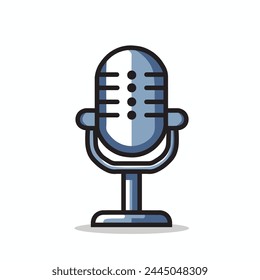 Vector de ilustración Caricatura gráfica de un micrófono, que simboliza la voz, la comunicación y el rendimiento en un diseño detallado y vibrante