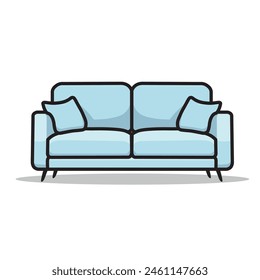Illustration Vector Graphic Cartoon of a Minimalist Sofa, Embracing Simplicity, Elegance, and Relaxation