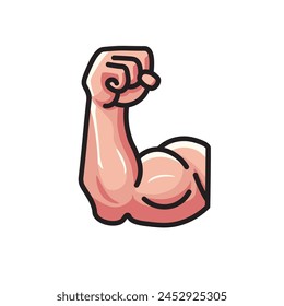 Vector de ilustración Caricatura gráfica de una mano muscular, con músculos fuertes y definidos