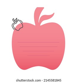 Illustration vector graphic cartoon paper of note with shilhouette of apple paperclip. Suitable for children book illustration