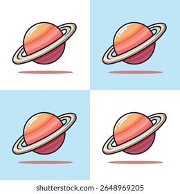 Ilustração Vetor Gráfico Desenho Animado de um dos Planeta Saturno, Símbolo de Beleza e Mistério Cósmico