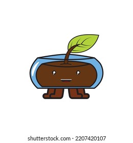 illustration vector graphic of cartoon plant and aquarium.