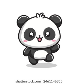 Illustration Vector Graphic Cartoon of a  Playful Panda, Symbolizing Harmony and Tranquility in Nature