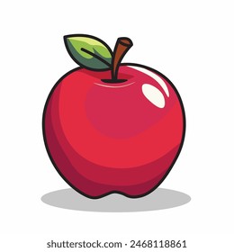 Illustration Vector Graphic Cartoon of a Red Apple, Symbolizing Freshness, Health, and Temptatio