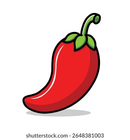 Illustration Vector Graphic Cartoon of a Red Chili Pepper