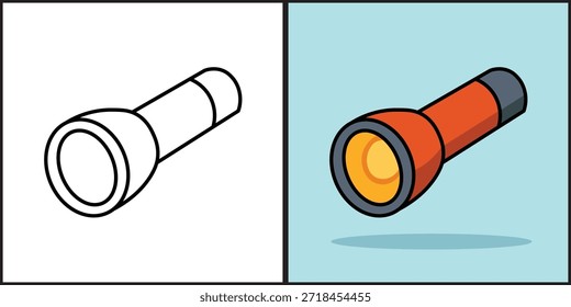 Ilustração Vetor Gráfico Cartoon de uma Lanterna Vermelha - Portátil portátil Tocha Ícone de luz para Camping, Emergência, e Equipamento ao ar livre