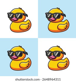 	
Illustration Vector Graphic Cartoon of a Rubber Duck Wearing Glasses, Symbol of Fun and Whimsy	