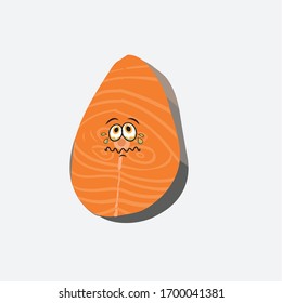illustration vector graphic of cartoon salmon meat