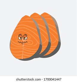 illustration vector graphic of cartoon salmon meat