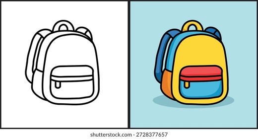 ilustração vetor gráfico desenhos animados de uma mochila escolar