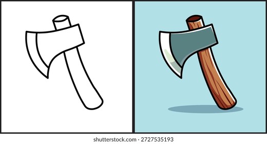 Illustration Vector Graphic Cartoon of a Sharp Battle Axe