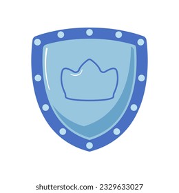 illustration vector graphic cartoon shield and  2D or Flat design style,  silver shield, with children style,  use for icon game, game design, display game, children book, story book