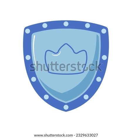 illustration vector graphic cartoon shield and  2D or Flat design style,  silver shield, with children style,  use for icon game, game design, display game, children book, story book