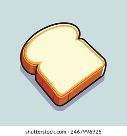 Illustration Vector Graphic Cartoon of a Slice of Plain White Bread, Featuring Realistic Texture, Soft Edges, and Subtle Crumbs, Perfect for Breakfast